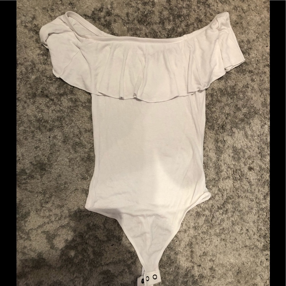 Express Off the Shoulder Ruffle Bodysuit